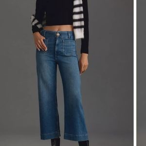 Anthropologie Medium Blue Cropped Wide-Leg Jeans